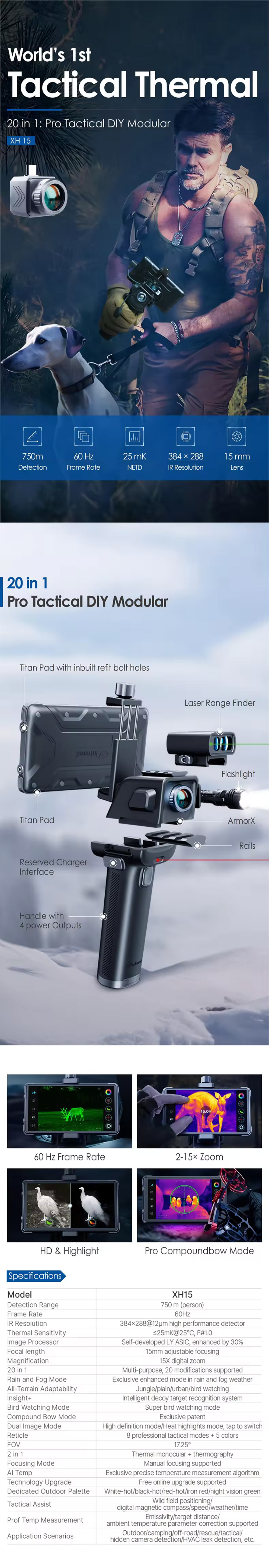 Xinfrared XH15 Tactical Thermal Camera and 20in1 Pro Tactical DIY Monocular Android サーマルカメラ ミニカメラ 赤外線 InfiRayセンサー